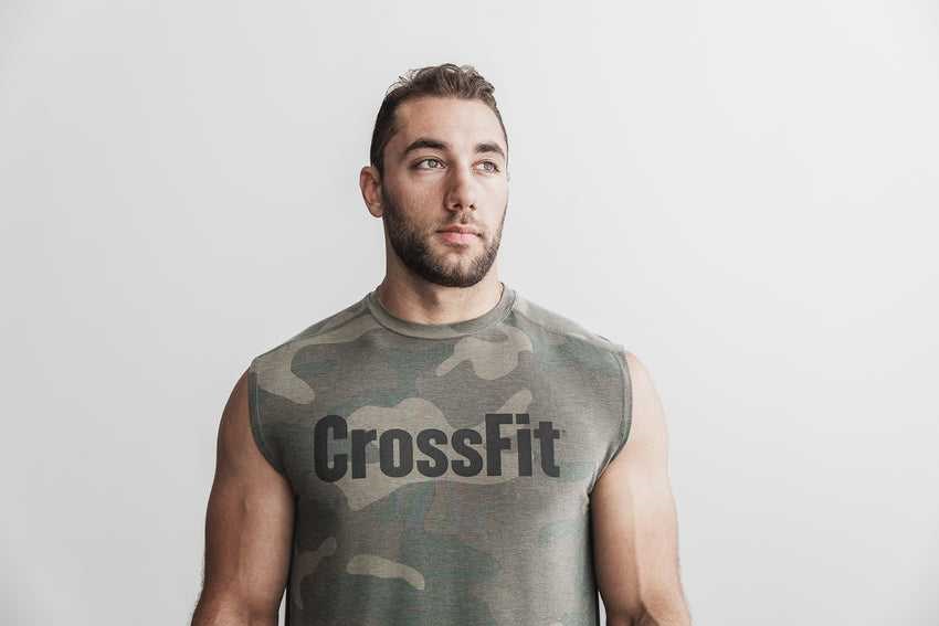 Nobull Crossfit Sleeveless Tee (Camo) Tanks & Tees Army Green Camo | 4602-INOKU